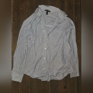 Small Forever 21 Blue and White Casual Button Down Shirt